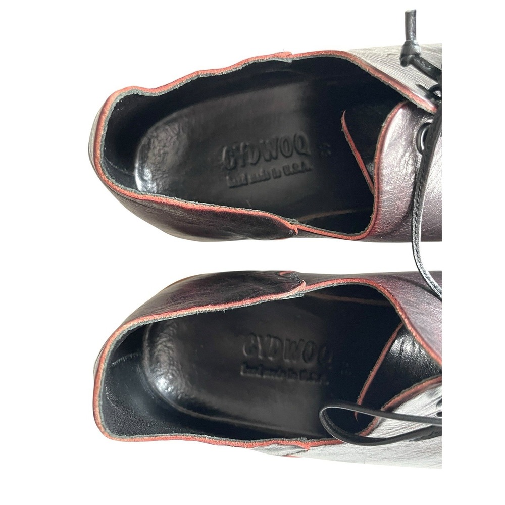 CYDWOQ Otter Lace Up Oxfords Shoes Burgundy Leather Handmade Sz 39 Dark Academia - Picture 4 of 9
